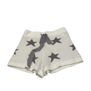 Maronie White Plush Pajama Shorts Women With Gray Stars Medium